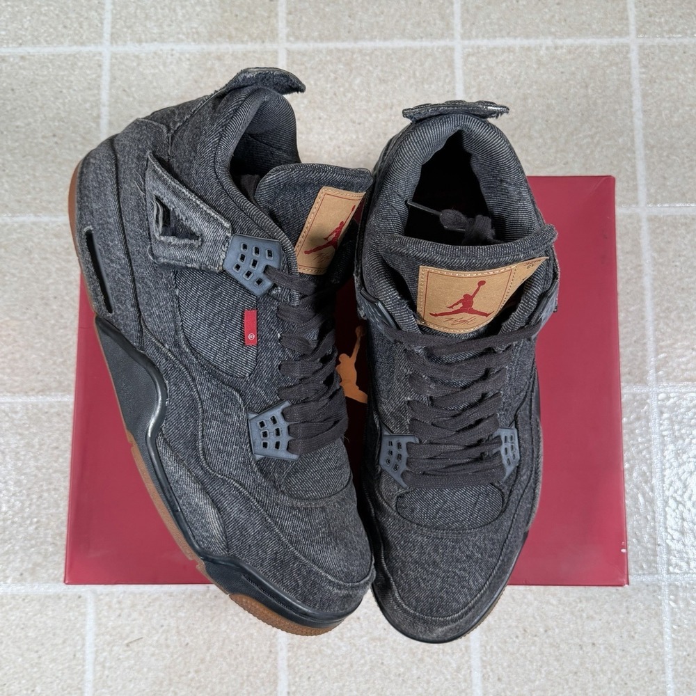 Jordan x Levi's Air Jordan 4 Retro Black Denim AO2571-001 2018 Men's Sneakers